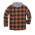 thumbnail image 2 of COEVALS CLUB Men's Flannel Hooded Jacket Shacket Sherpa Quilted Lined Casual Button up Snap Premium Jacket Shirts 12 Brown Black 3X-Large, 2 of 8