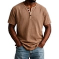 thumbnail image 2 of Men's Henley Shirt Short Sleeve Vertical Ribbed Textured T-Shirt 4 Button Placket Regular Fit Casual Summer Tops for Daily Wear,2XL, 2 of 5