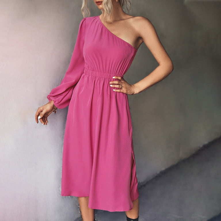 knee length dresses for ladies Long Sleevess Lace Pink Back to school V-neck Puffy Homecoming Dress main image 0