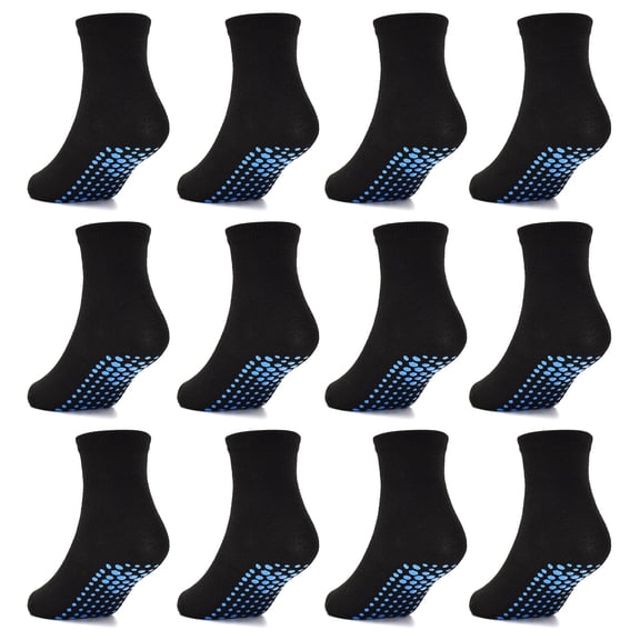 ELUTONG Toddler Socks Anti Skid with Grips Non Slip Crew Socks Boys Girls 12/24 Pairs Baby Kids Children 1-7 Years
