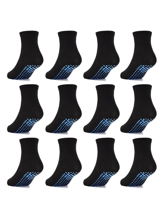 Toddler Socks Anti Skid with Grips Non Slip Crew Socks Boys Girls 12/24 Pairs Baby Kids Children 1-7 Years