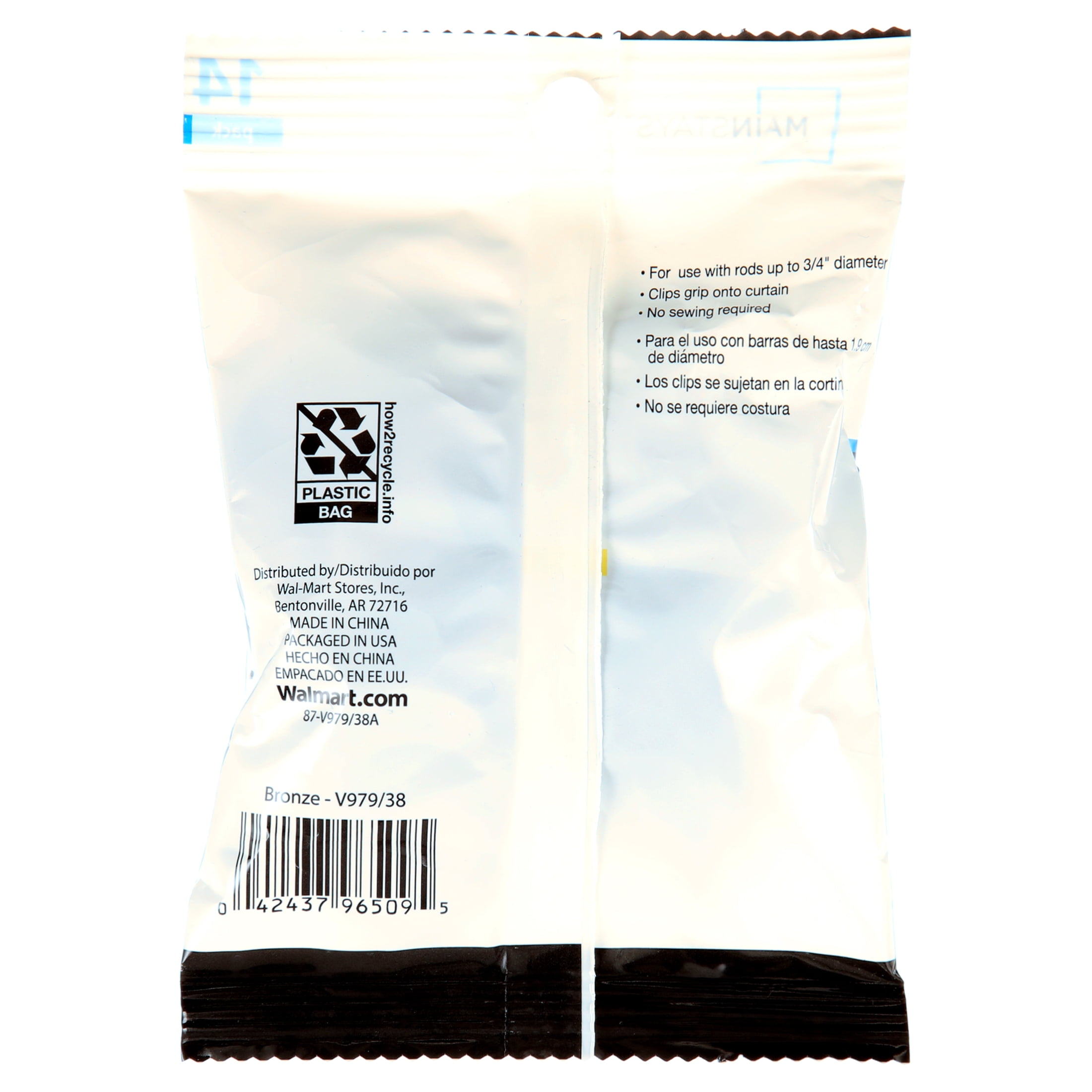 Mainstays Café Curtain Clip Rings, 14 pack, Bronze