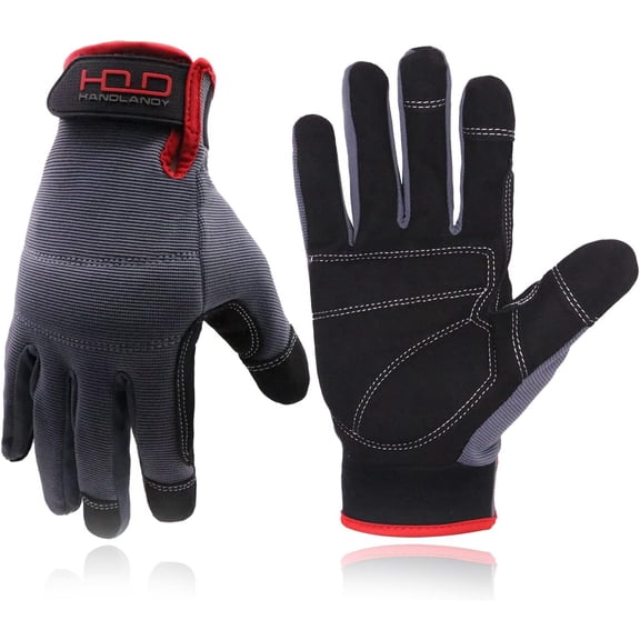 Touch Screen Work Gloves for Men & Women - Padded Grip, Breathable, Adjustable Wrist for Mechanics, Yard, Gardening