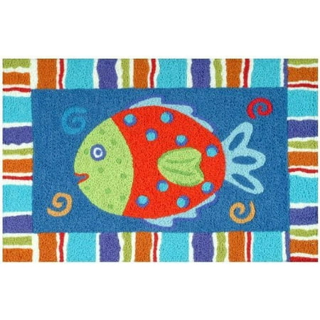 Tropical Reef Smiling Fish Jellybean Accent Rug