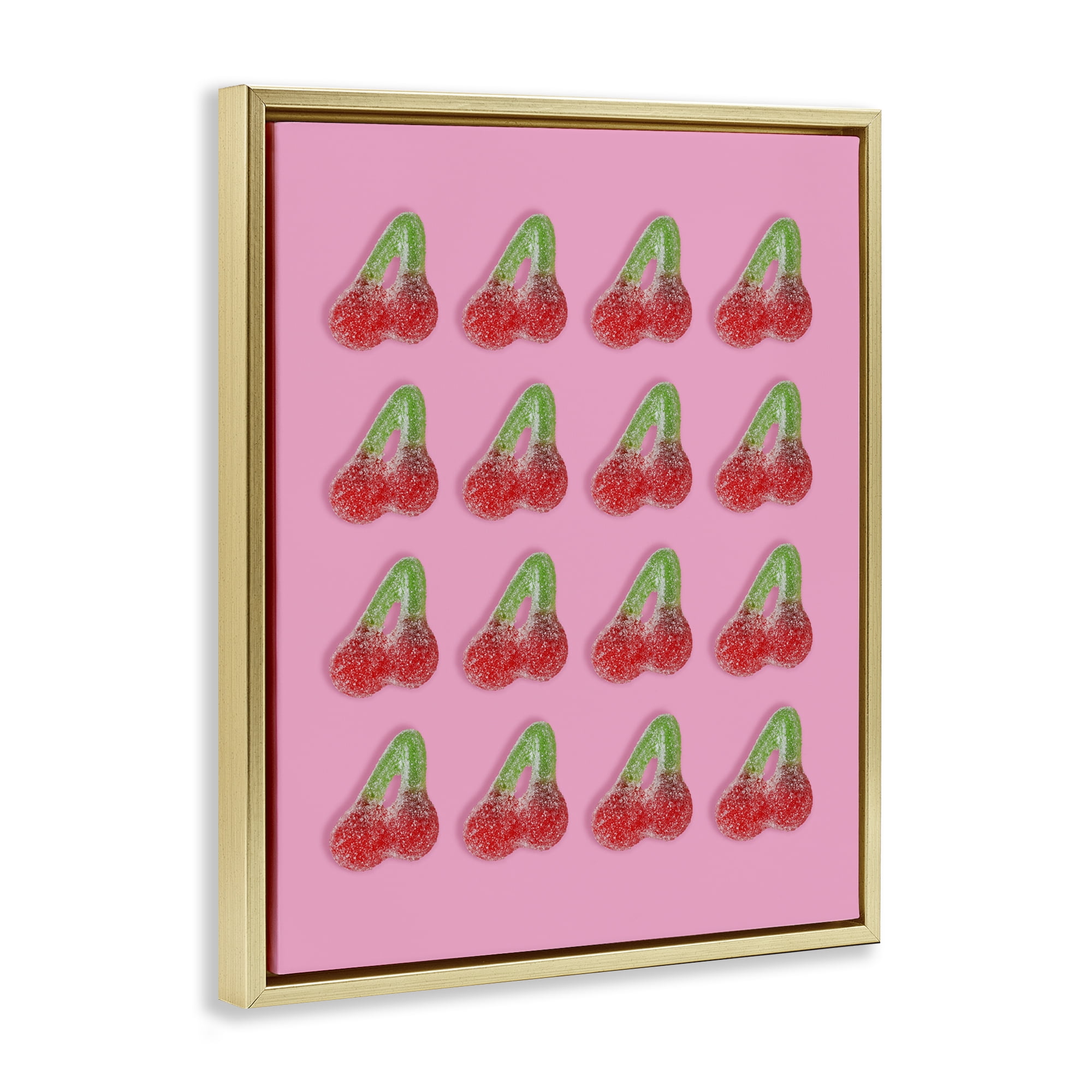Stupell Industries Cherry Candy Pattern Gold Framed Floater Canvas Wall Art, design by LISH Creative