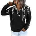 thumbnail image 4 of WXLWZYWL Womens Long Sleeve Tops Drawstring Sweatshirt Button Sweater Workout Blouses Floral Print Outdoor Hoodie with Pockets, 4 of 5