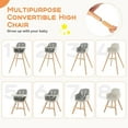 thumbnail image 6 of High Chair, OEIKPFN 3 IN 1 Convertible Wooden High Chair with Adjustable Legs & Removable Tray, Gray, 6 of 8