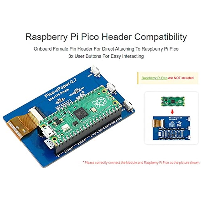 Waveshare Módulo de Pantalla E-Paper de 2.7pulgadas para Raspberry Pi