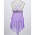 thumbnail image 4 of Hansber Kids Girls Sequins Criss-Cross Back Irregular Hem Ballet Modern Lyrical Dance Dress Lavender 16, 4 of 6