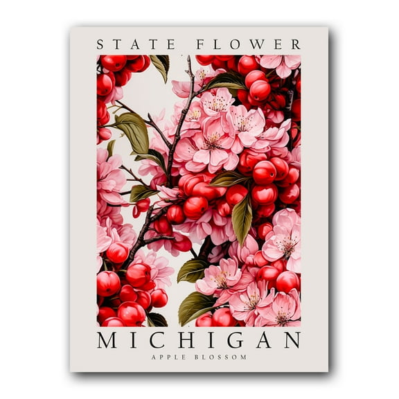 Apple Blossom, The State Flower of Michigan, Poster Print, Wall Décor