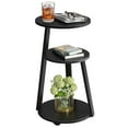thumbnail image 3 of Biemlerfn End Side Table, Round Sofa Table with Metal Frame, 3-Tier Coffee Table Nightstand for Home, Black, 3 of 10