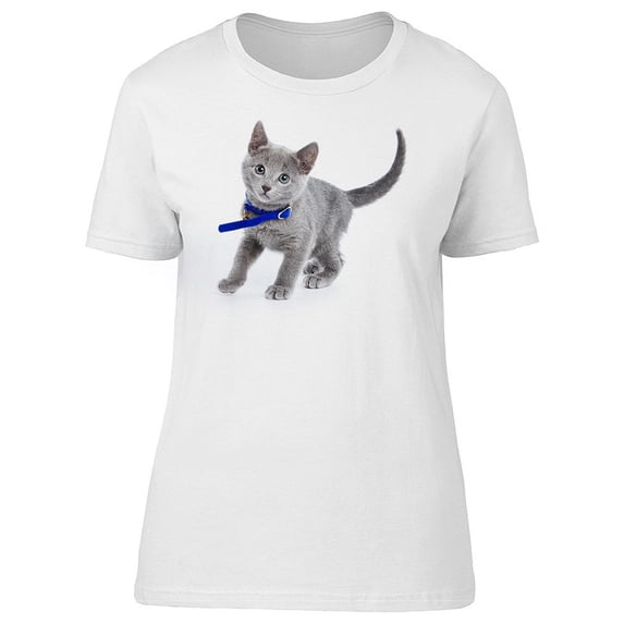 Fluffy Russian Blue Kitty T-Shirt Women -Image by Shutterstock, Female Medium