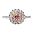 thumbnail image 5 of Auriga 925 Sterling Silver Rhodium-plated/Gold-tone Pink & White CZ R/C Ring for Women Size- 7, 5 of 6
