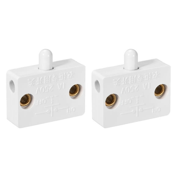 Unique Bargains Wardrobe Door Light Switch Momentary Cabinet Closet Switch Normally Closed 110-250V 1A White 2pcs