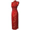 thumbnail image 1 of 7Fairy Women's VTG Asian Red Long Chinese Wedding Dress Cheongsam Size 8 US, 1 of 4