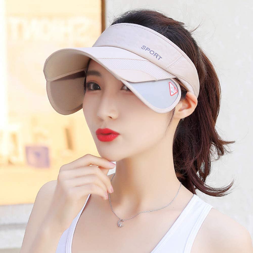 Sun Visor Hat - Women Adjustable Golf Cap with Retractable Brim