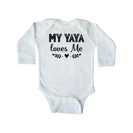 

Inktastic My Yaya Loves Me Grandchild Outfit Gift Baby Girl Long Sleeve Bodysuit