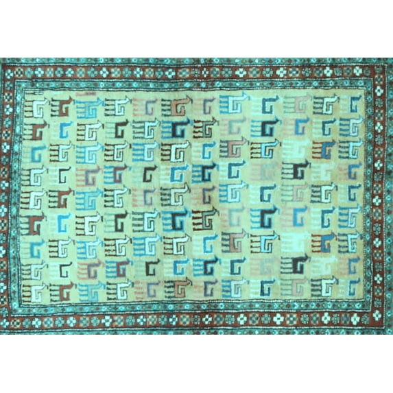 Ahgly Company Indoor Rectangle Persian Light Blue Traditional Area Rugs, 2' x 5'