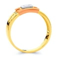 thumbnail image 2 of Wellingsale Mens Solid 14k 3 Tri Color White Yellow and Rose / Pink Gold Polished CZ Cubic Zirconia Signet Ring - Size 8.5, 2 of 5