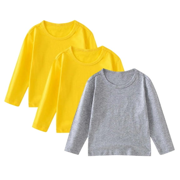UAYOTSE Kids Boys Casual T Shirts Waffle Knit Long Sleeve Crewneck Cute Loose Fall Tee Tops(S53-Light Yellow,11-12 Years)