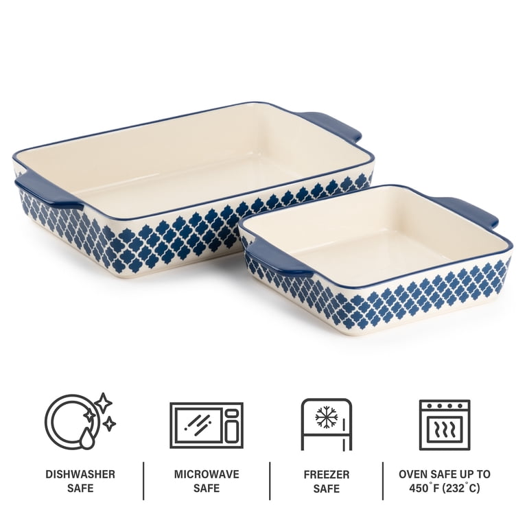Ceramic Baking Dishes Set Of 4 - 7.5x5.3x1.7 Inch Rectangular Ramekins With Handles
