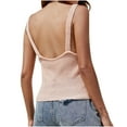 thumbnail image 4 of RQYYD Camisole for Women Knitted Cami Tank Tops Casual V Neck Strappy Blouse Twist Front Sleeveless Shirt Slim Fit Solid Tees(Pink,M), 4 of 4