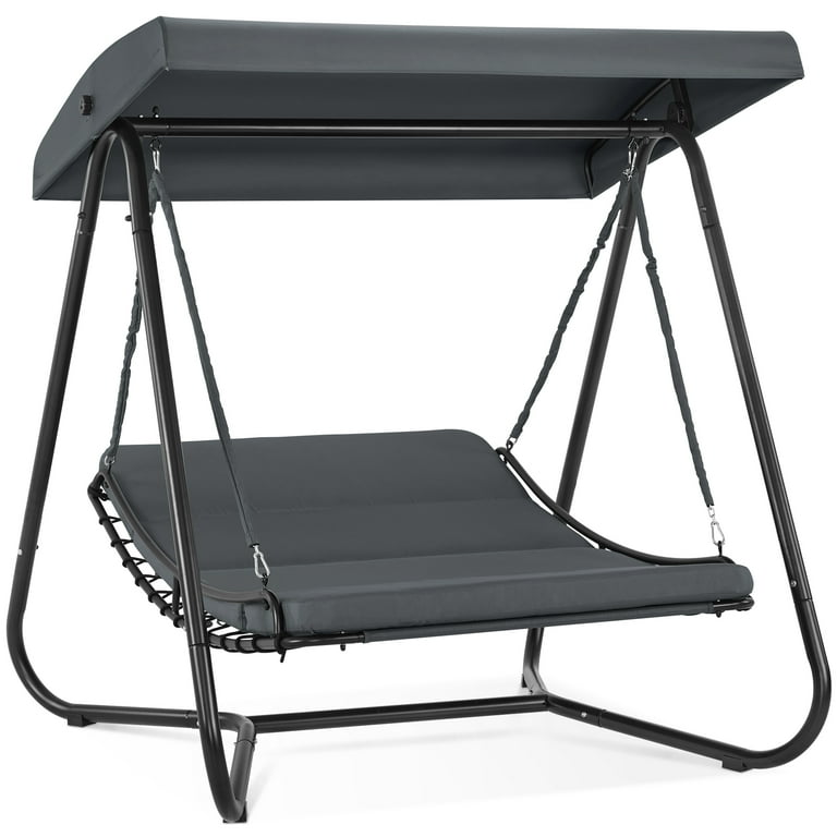 MCombo 2-Seat Patio Swing Recliner Chair with Adjustable Canopy