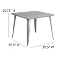 thumbnail image 6 of Bowery Hill 35.5" Square Metal Dining Table in Silver Gray, 6 of 8