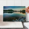 thumbnail image 2 of Lake Cutting Board, Lake Allatoona at Red Top Mountain State Park North of Atlanta Scenic Spring Sunrise, Decorative Tempered Glass Cutting and Serving Board, Small Size, Multicolor, by Ambesonne, 2 of 5