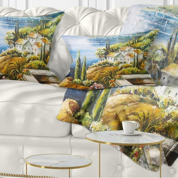 Designart Sailing Boat Remote View - Seascape Throw Pillow - 12x20