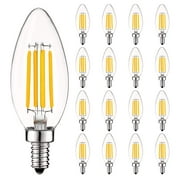 Luxrite 5W E12 Vintage Candelabra LED Dimmable Light Bulbs, 60W Equivalent 3500K Natural White, 550 Lumens, Blunt Tip, 16-Pack