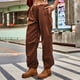 thumbnail image 3 of Pantalones Cargo Y2K de cintura baja con cordón para mujer, pantalones de pierna ancha Hippie holgados con bolsillos, ropa de calle Vintage coreana, pantalones de chándal, 3 of 4