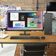 HP 27 inch Monitor & Slim Windows Desktop Bundle Intel Core i3-12100 8GB RAM 512GB SSD Black