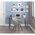 thumbnail image 3 of Braided Matisse Contemporary Chair in Black Metal with Grey Faux Leather and Grey Fabric by LumiSource, 3 of 11