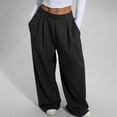 thumbnail image 6 of Delayuji Women's Baggy Jogging Bottoms Wide Leg Pants High Waist Elastic Casual Suit Chic Loose Fit Outdoor Straight Trousers With Pockets, 6 of 7