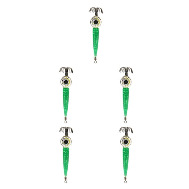 Wosthever Plantilla de pesca con señuelo de calamar y cebo de camarón con anzuelo afilado, aparejos de pesca, verde Verde 5Conjunto