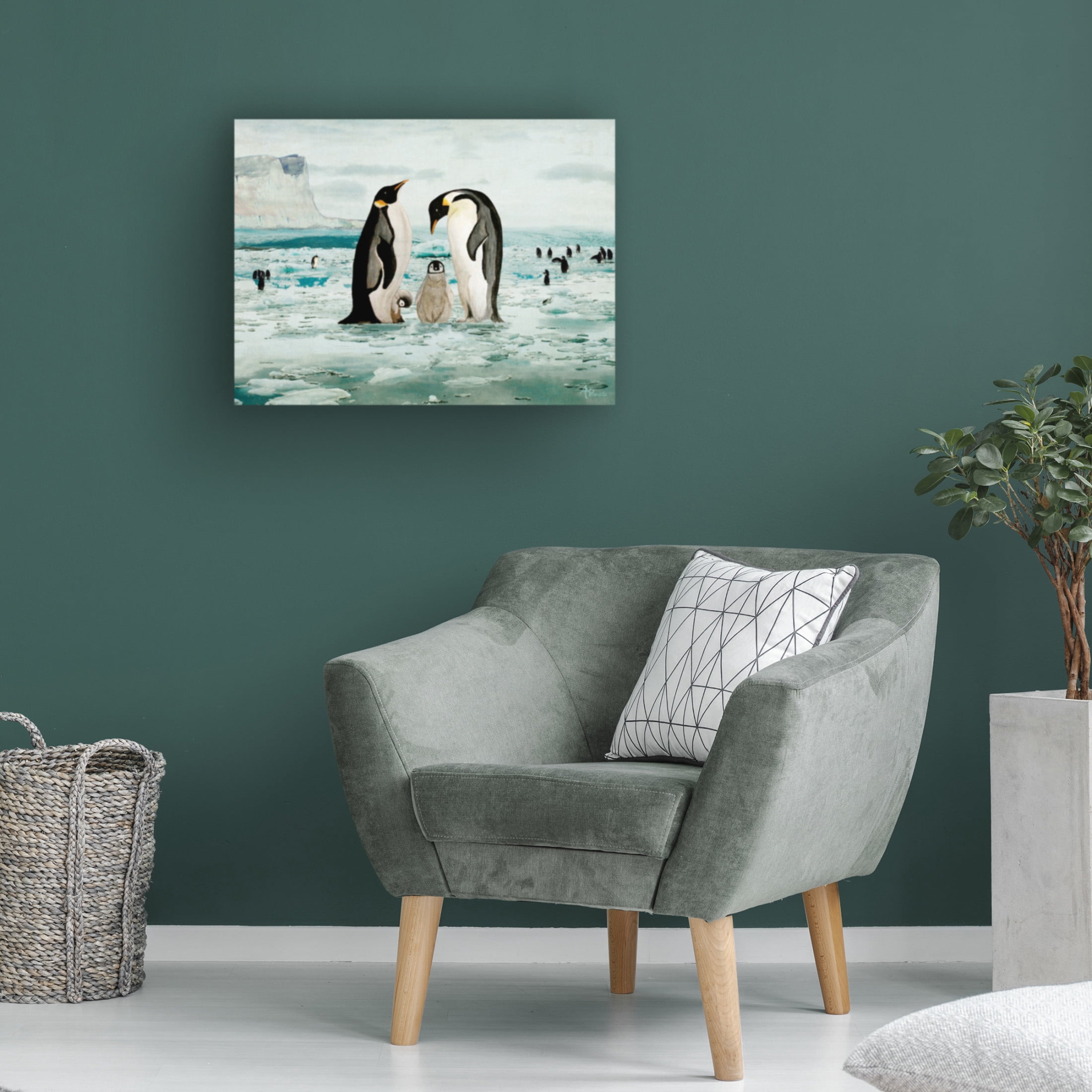 Canvas Wall Art - Angeles M. Pomata 'Emperor Penguin Family' Wall Art for Living Room, Bedroom, or Office Décor by Trademark Fine Art - 32 x 24 Inches
