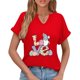 thumbnail image 5 of Corto para las Mujeres Casual Verano 2025 Pascua Impresión V-Cuello Camiseta, Ligero 95% Poliéster 5% Spandex Top para Toda la Temporada Hogar Y Diario, 5 of 7
