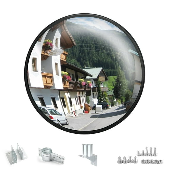 Demine 18" Convex Mirror Outdoor & Indoor, Driveway Blind Spot Traffic Mirror with Parabolic Surface - for Warehouse, Office, Parking Garage