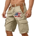 thumbnail image 5 of Men's American Flag Cargo Shorts With Belt Included And Multi Pockets Featuring Contrast Lining Detail For Summer Outdoor Work Hiking Fishing Camping Yard Work Khaki L, 5 of 5