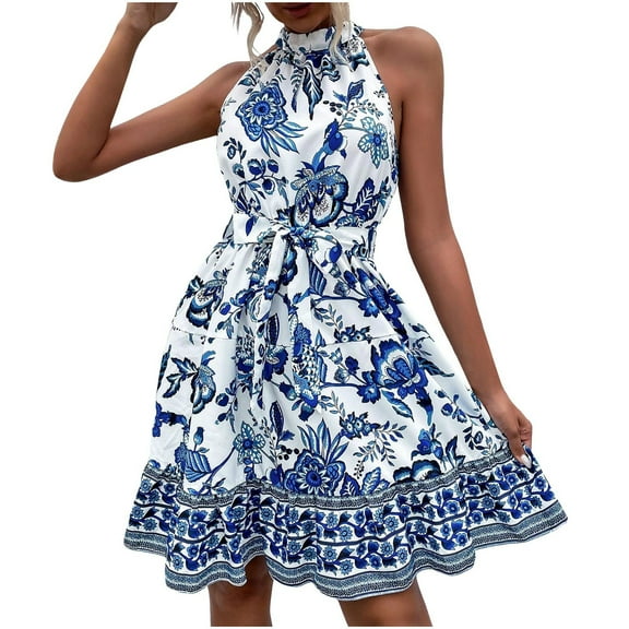 SCSAlgin Women Casual Long Dress Sleeveless Floral Printed Slimmed Bandage Dresses