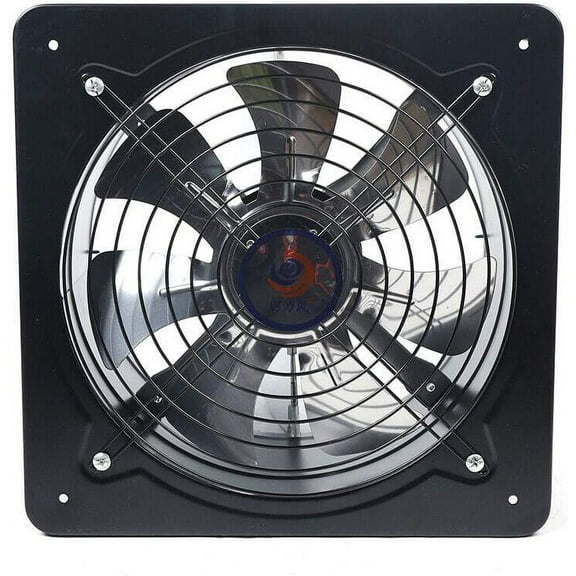 Wall Mounted Exhaust Fan for Kitchen,110 V 12 Inch Industrial Ventilation Extractor Exhaust Fan,Low Noise and Stable Running,Metal Body and Wind Blade(Black),Air Volume 2700 m3/h