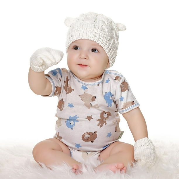 TIMIFIS Mitaines Bébé Bonnet d'Hiver Ensemble de Gants Bébé Filles Garçons  Bambin Chaud Bonnets Tricotés Mitaines Chapeau Newborn Hat - Baby Days 