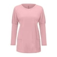 thumbnail image 4 of Women's Long Sleeve Print Top - Round Neck, Pocket Detail, Autumn Winter - Polyester Fabric for Casual & Athletic Wear, 4 of 4