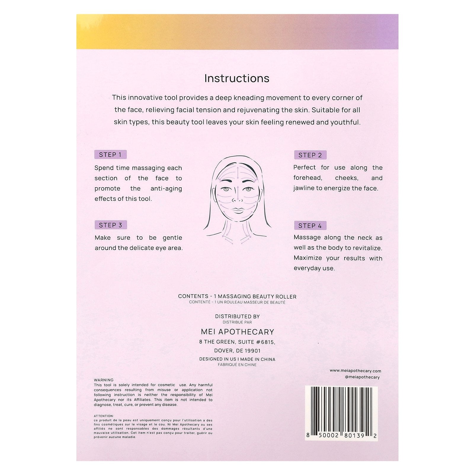 Mei Apothecary Skinsculpt, Massaging Beauty Roller, 1 Roller