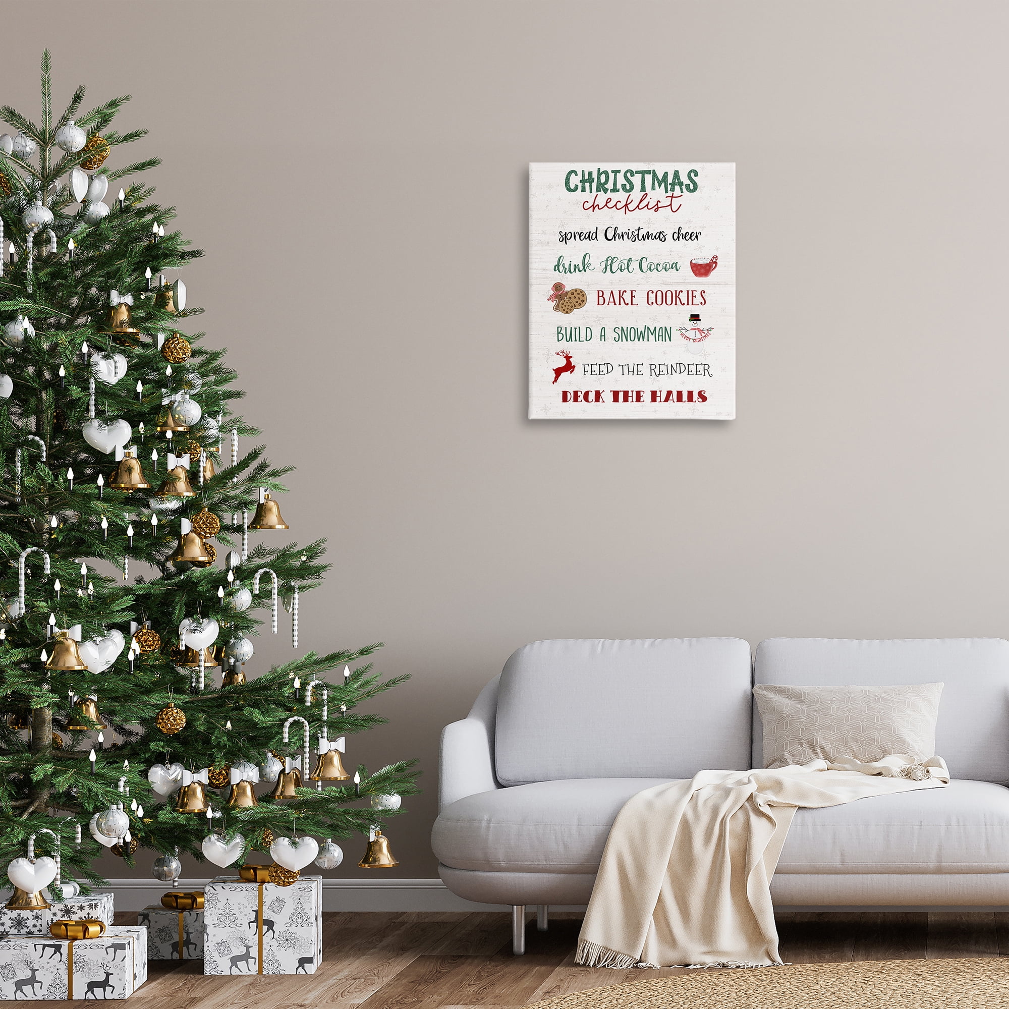Stupell Industries Rustic Christmas Checklist Holiday Painting Gallery Wrapped Canvas Art Prints Wall Art, 24 x 30