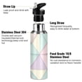 thumbnail image 3 of Yayeee 20oz Insulated Water Bottle Double Wall Stainless Steel with Flip Straw Lid, Purple Geometric, 3 of 7