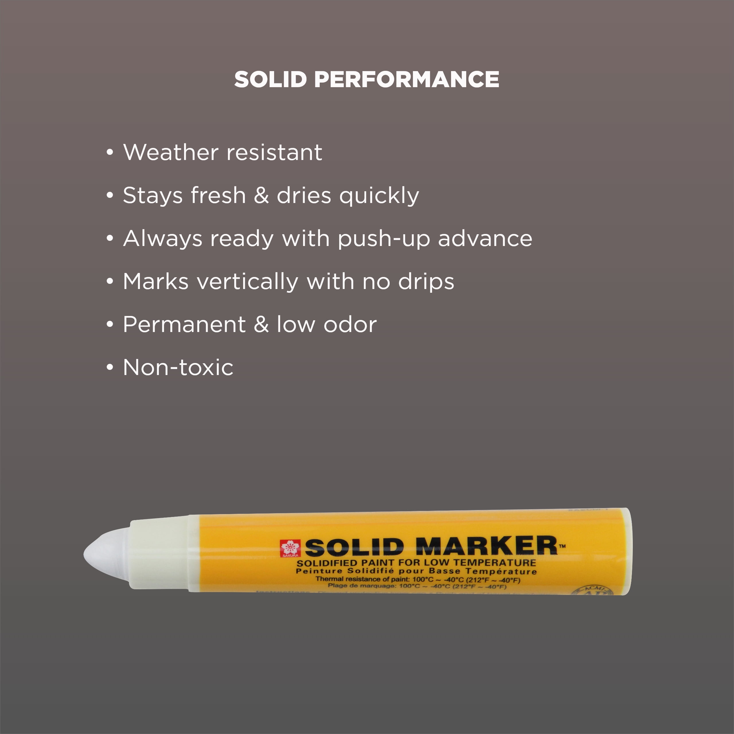 Sakura Mini Solid Paint Markers with Push Up Tip - Low Temperature Permanent Marker Pens - Window, Wood, & Glass Marker - 10 mm Tip - White Paint - 12 Pack