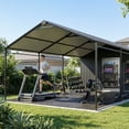thumbnail image 4 of FOROUTIA 12x25ft Heavy-Duty Metal Carport with 12x5ft Storage Shed, Dark Gray All-Weather Garage Shelter for Car/Truck/Boat/Lawn Equipment, Outdoor Tool Storage & Patio Shelter, 4 of 7