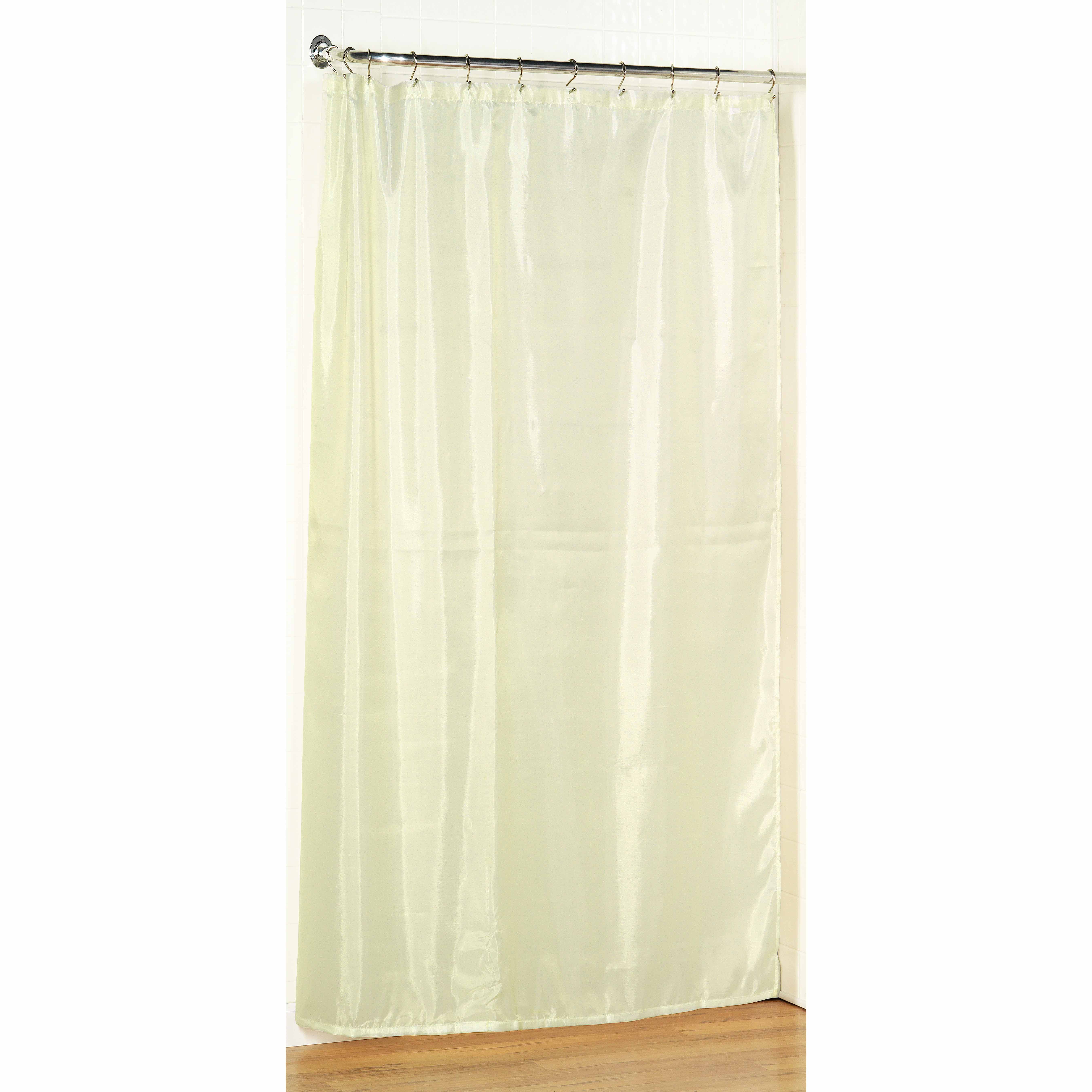 Ivory Stall Size Fabric Shower Curtain Weighted Hem, Water Resistant